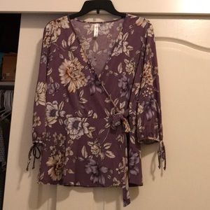 Perception lavender wrap blouse